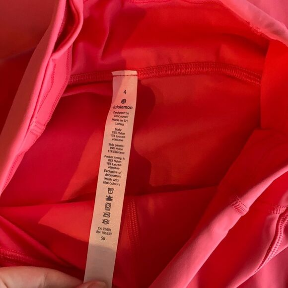 Lululemon On Pace Crop 21” Hot Pink Glossy Nulux Fast Free Pockets Like New 4 - Picture 7 of 12